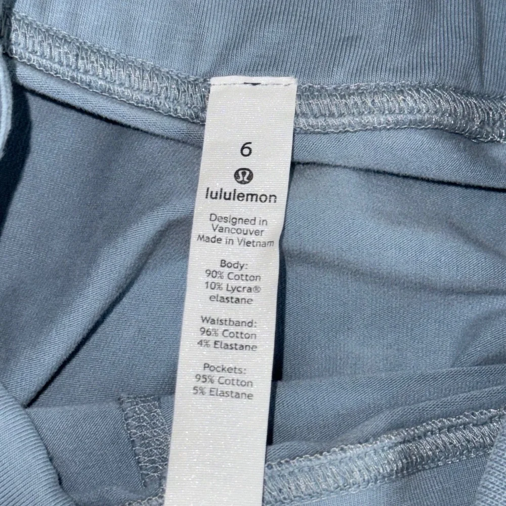Lululemon High Rise Ruched Leggings Light Blue Cotton Blend Size 6 Gorpcore